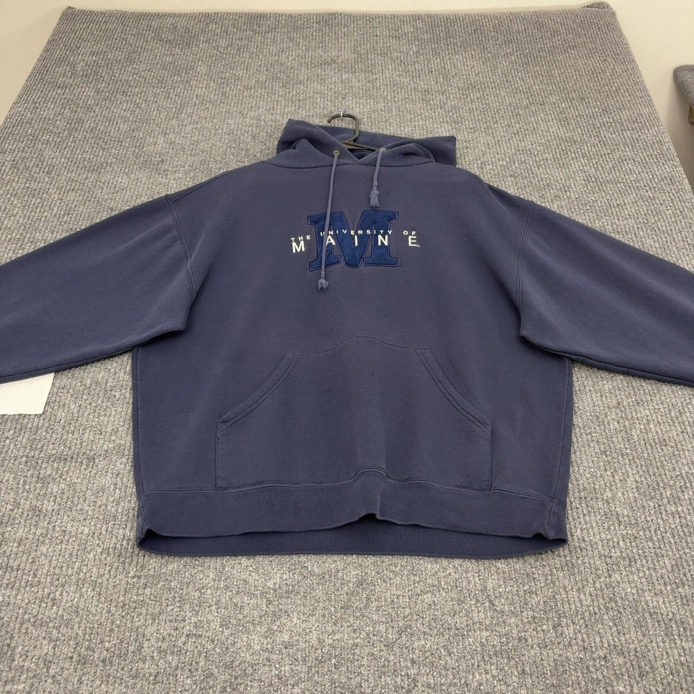 Vintage University of Maine JanSport Hoodie Mens L Navy Cotton Blend Collegiate